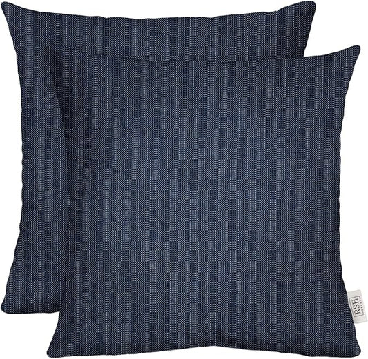 RSH DECOR: Sunbrella Square Throw Pillows Set of 2 | 20" x 20" | Water and Fade-Resistant Performance Fabric | Outdoor Pillow Covers with Down-Alternative Inserts | Made in USA (Spectrun Indigo)