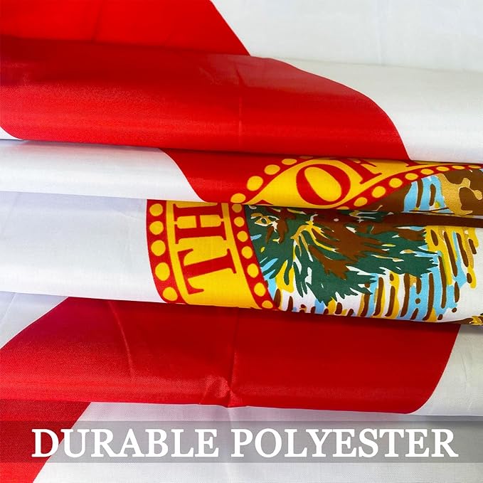 Florida State Flag 3x5 Outdoor Double Sided- 3Ply 240D 4 Rows Stitched- Big State Of Florida Flag 3x5- UV Fade Resistant With Canvas Header & 2 Brass Grommets