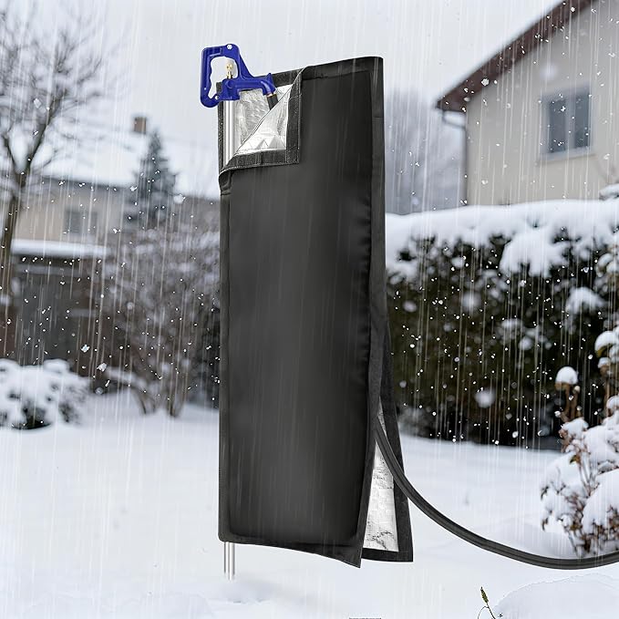 Outdoor Faucet Covers for Winter, 47.2"H×13.4"W - Waterproof Oxford Fabric Water Faucet Cover, Freeze Protection Outdoor Faucets Hose Bibs for Wall Taps Garden, Lawn, and Sprinkler Systems