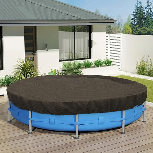 ECOOPTS 7 ft Round Pool Cover for Above Ground Pools, Swimming Pool Cover Protector Winter Safety Cover (Brown)