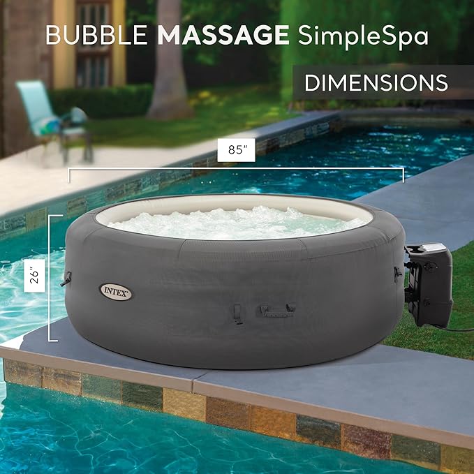 INTEX SimpleSpa Inflatable Hot Tub, 6 Person Jet Massage Spa with Built-in Pump and Cover - Portable Outdoor Tub with Bubble Jets for Home, Backyard, and Patio
