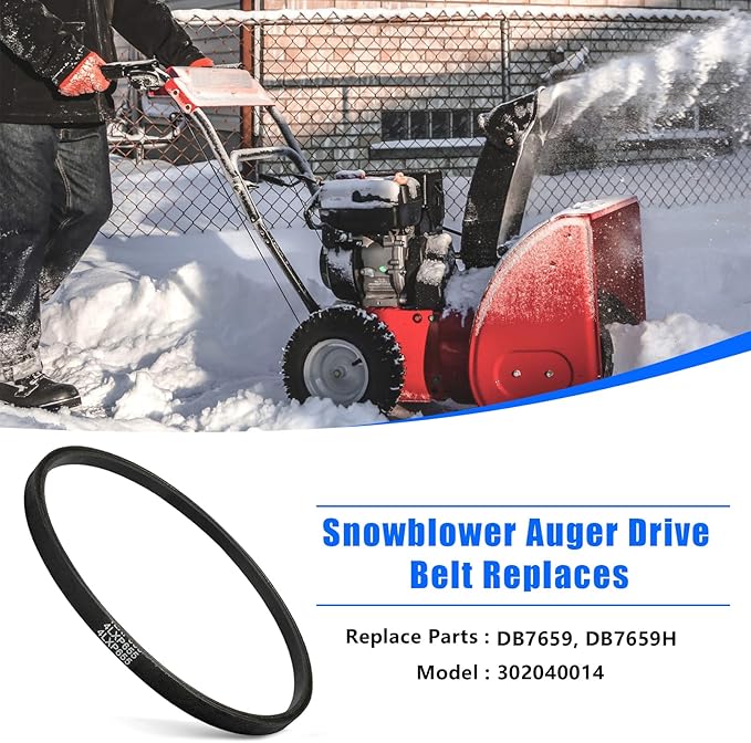 302040014 Snow Blower Auger Drive Belt Replacement for Powersmart DB7659 DB7659H Snow Thrower, Snowblower Belt Snow Thrower V Belt for Powersmart Snow Blower Replacement Parts