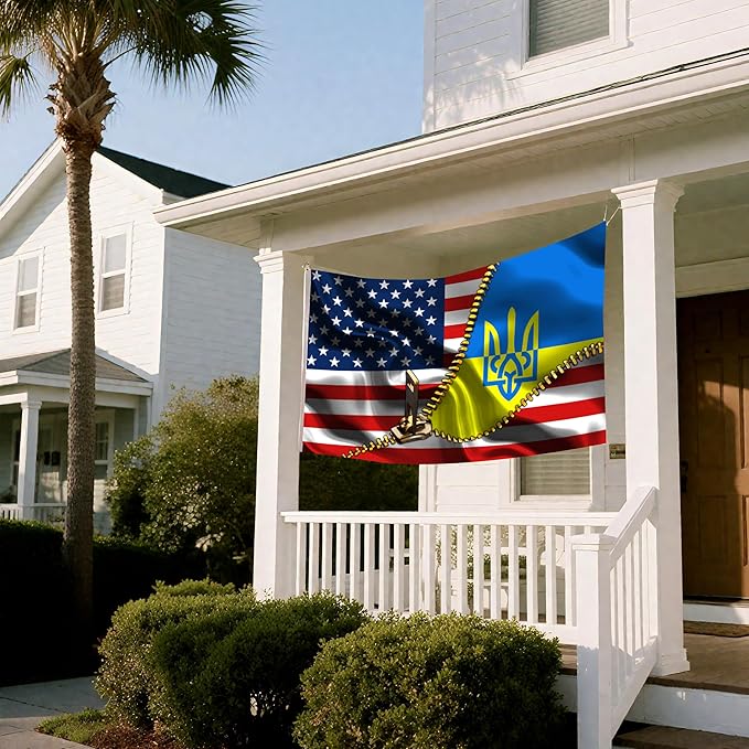 Vintage American America Usa Ukrainian Ukraine Flags For Outside Yard 3x5 Ft Double Sided Printed 100d Polyester Lightweight Garden Welcome Outdoor Banner Brass Grommets