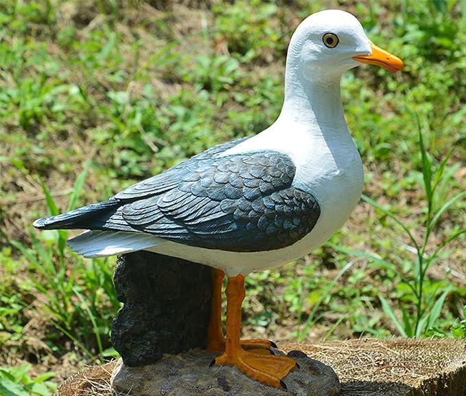 coolboy Real Seagull Figurine,Garden Bird Statue -Seagull Décor Birds Figurines Ornaments - Best Indoor Outdoor Statues Yard Art Figurines for Patio Lawn House