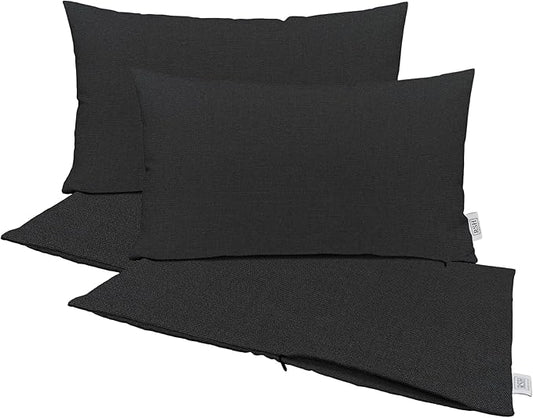 RSH DECOR: Sunbrella Pillow Covers Set of 4 | Covers Only - 20" x 12" | Outdoor Lumbar Pillow Covers Crafted with Sunbrella Performance Fabric | Canvas Black