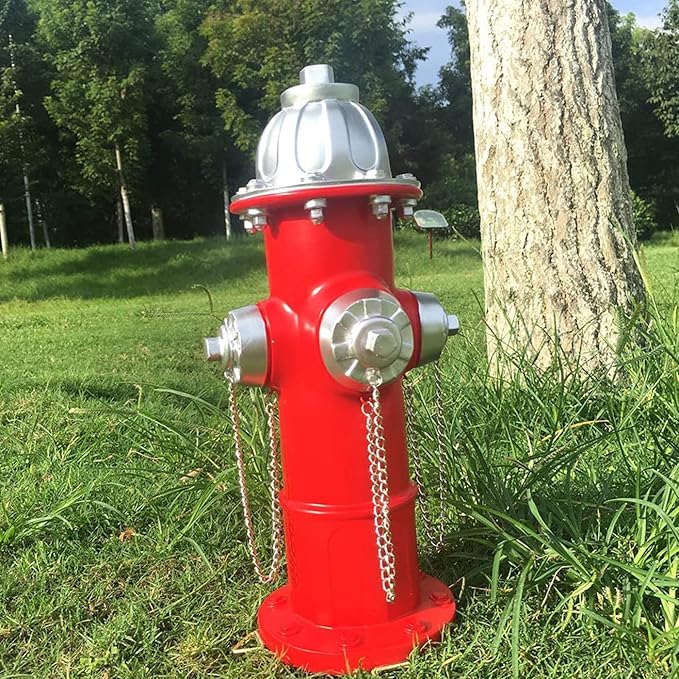 Dog Fire Hydrant Pee Post Statue with 4 Stakes, Fake Fire Hydrant for Dogs to Pee On Puppy Pee Post Training Tool Yard Garden Indoor Lawn Ornament Outdoor Statue (14.5 * 5.3 inch)