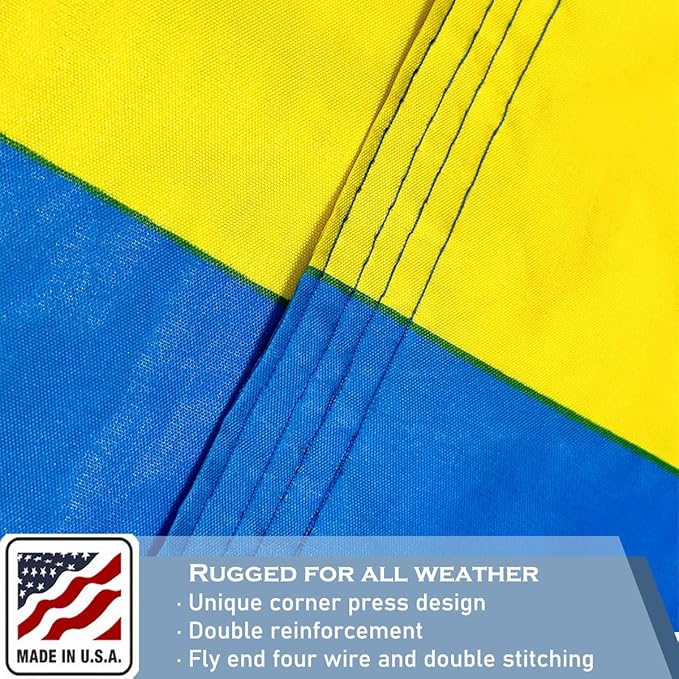 Ukraine Flag 4X6 FT Made in The USA-Heavy Duty Vibrant Colors Double Sided Ukrainian UKR Flag with 2 Brass Grommets for Home/Company/Indoor Outdoor Decoration