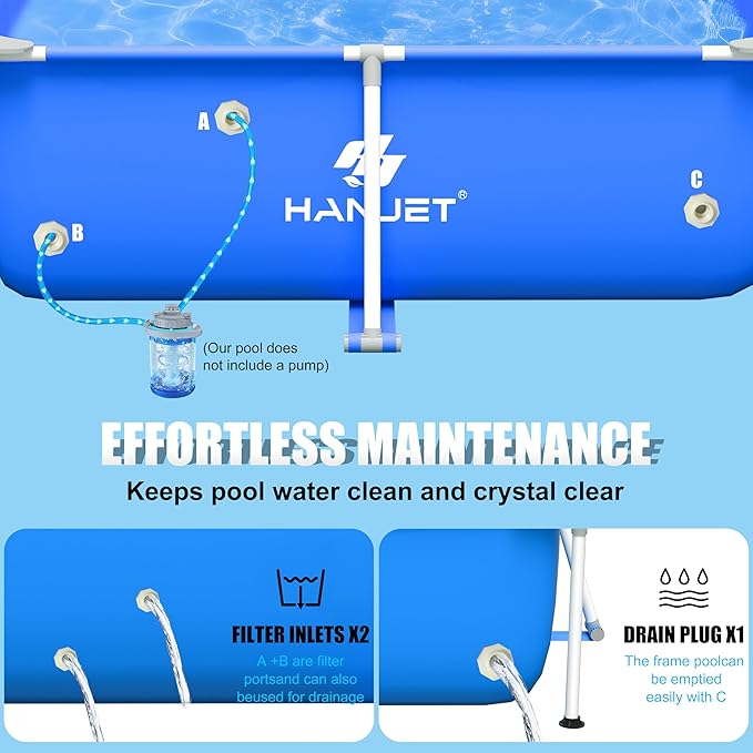 Swimming Pools Above Ground for Adults Kids, 8.5ft x 5.6ft x 25.5in Extra Large Blow Up Pool with Pump, Full Size Family Swimming Pools for Dog Backyard Garden Home Lawn Indoor Outdoor
