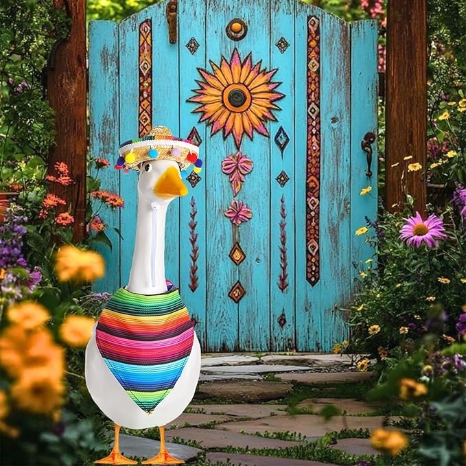 Mexican Porch Goose Outfits for 23" Plastic Porch Goose Outfit Goose Clothes for Cement Goose for Indoor Outdoor Garden Yard Lawn Patio Art Decor(MXG)