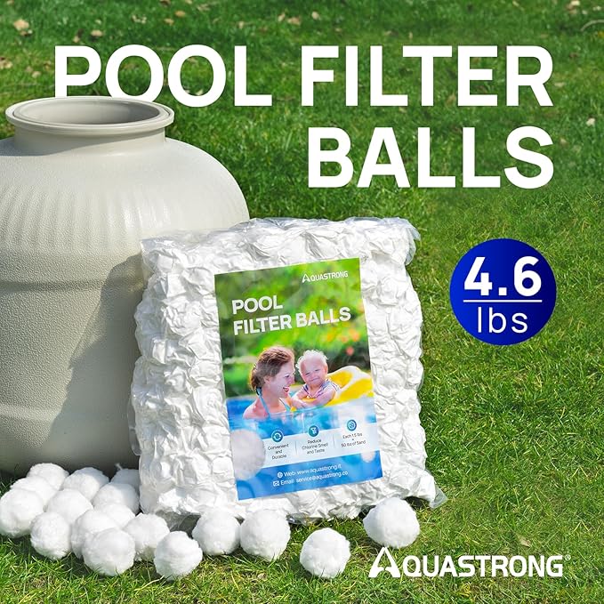 AQUASTRONG Pool Filter Balls for Sand Filters, 4.6 lbs Reusable Pool Sand Filter Balls (Replaces 150 lbs Pool Filter Sand), Efficient Water Filtration Pool Filter Balls for Swimming Pools
