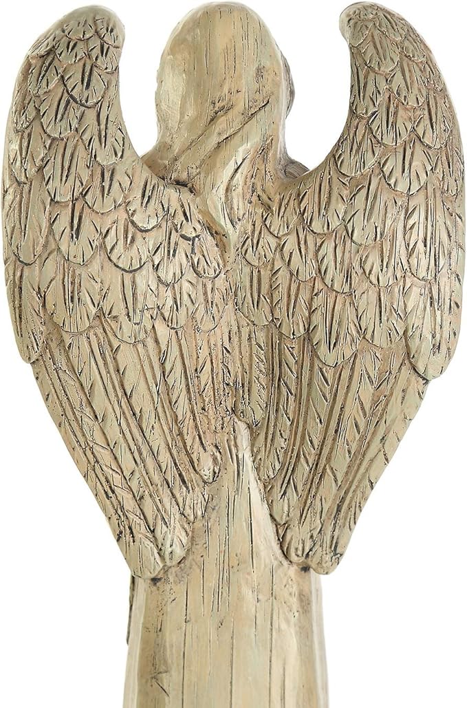 DUSVALLY Angel Statue, Garden Angel Figurines, Outdoor Sculptures and Statues, Praying Angel Resin, Statuary Garden Yard Décor Angel Collectible Sculptures, 10" H, Bird