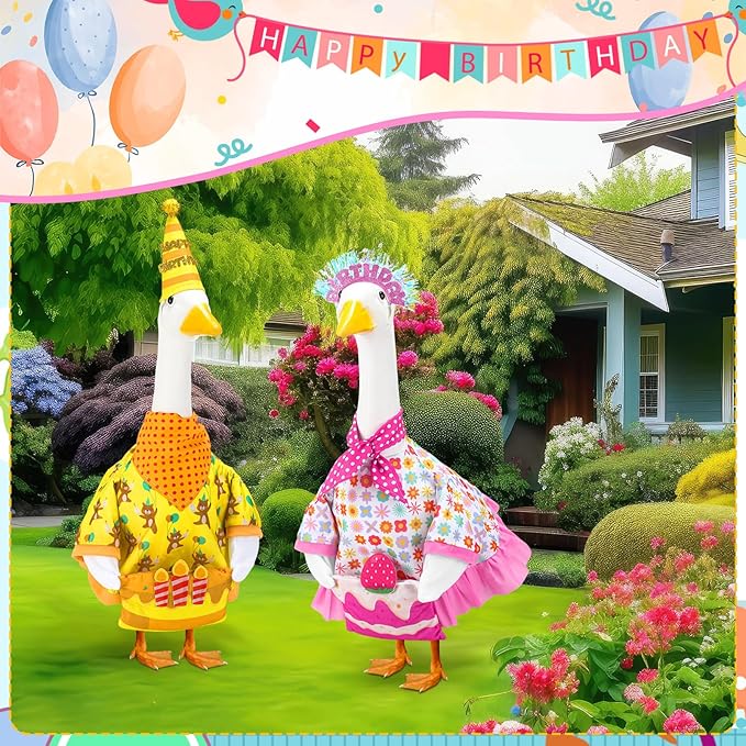 Abbylike Porch Goose Outfits Porch Yard Goose Outfits Clothes Costume Fits Large 23'' Cement for Garden Yard Statue Pathway Decorations