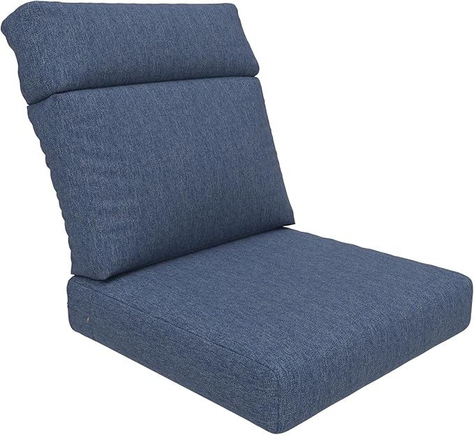 Covers & All Olefin Rectangle High Back Chair Cushion, 420 Denier Supportive Foam Seat and Poly Fill Back Outdoor High Back Chair Cushion, Water and for Patio High Back Chair Cushions