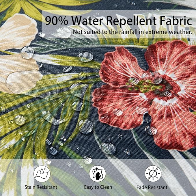 Magpie Fabrcis Pack of 2 Outdoor Waterproof Throw Pillow with Insert 18 x 18 Inch, Christmas Decorative Back Cushion Pad for Garden Patio Tent Balcony Couch Sofa (Midnight Floral)