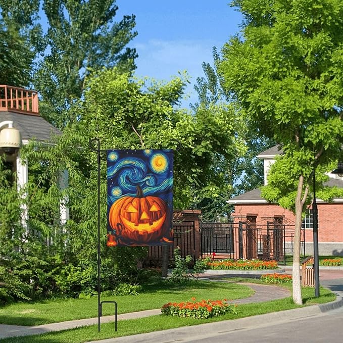 Halloween Pumpkin Garden Flag Vertical Double Sided Outdoor Yard Flags 12.5x18 Inch Burlap Banners for House Lawn