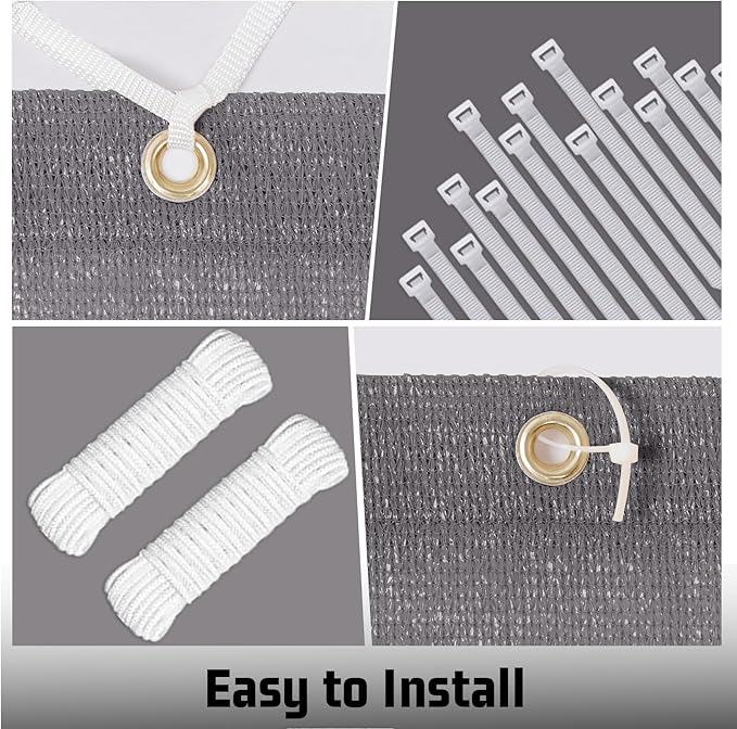 SUNNY GUARD Shade Cloth 8x12 FT Sun Shade Screen Fabric HC-054 Shade Cover Tarp with Grommets for Pergola Backyard Garden, Dark Grey