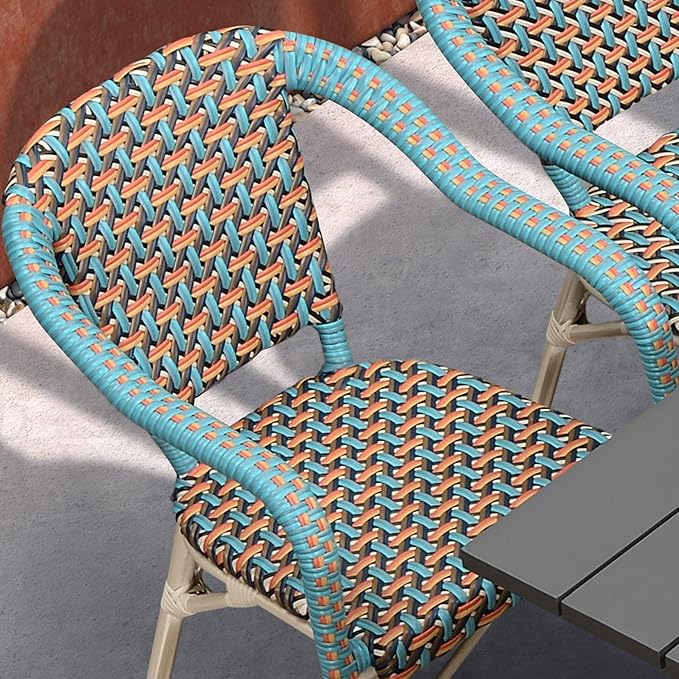 PURPLE LEAF 9 Pieces Outdoor Table and Chair Set Patio Furniture Set with Large Square Table and 10 French Dining Chairs for Poolside Deck Colorful Patio Dining Set