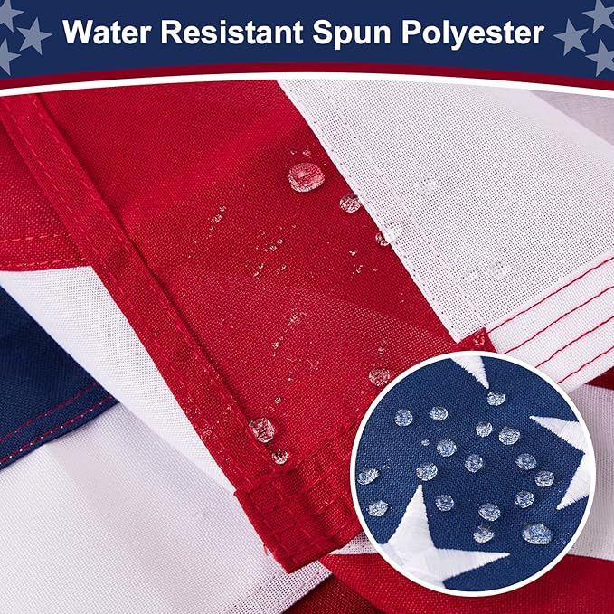 American Flag 4x6 ft Heavy Duty TearProof Series, All Weather High Wind US Flag, Premium Spun Polyester with Embroidered Stars, Sewn Stripes, Brass Grommets for Outdoor Use