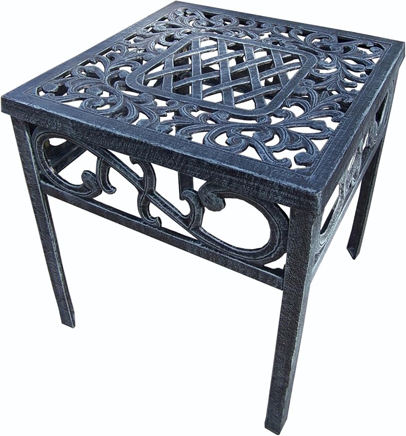 Oakland Living Mississippi Cast Aluminum End Table, 18-Inch, Verdi Grey