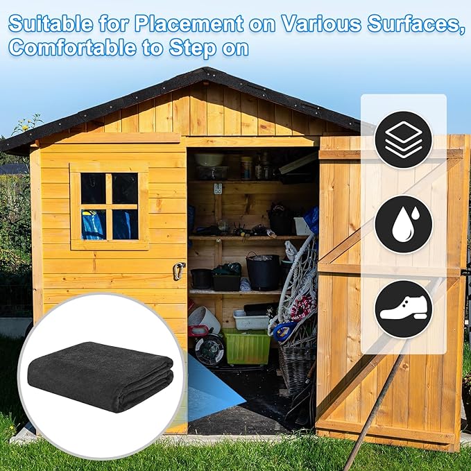 3 mm Thickened Outdoor Storage Shed Mat, 4.9x9.2 ft Waterproof Shed Flooring Mat for Patio Furniture Floor Protecting from Wear/Liquid/Dust/Oil, Non-Slip Felt Rubber Rug Pad [Grey]