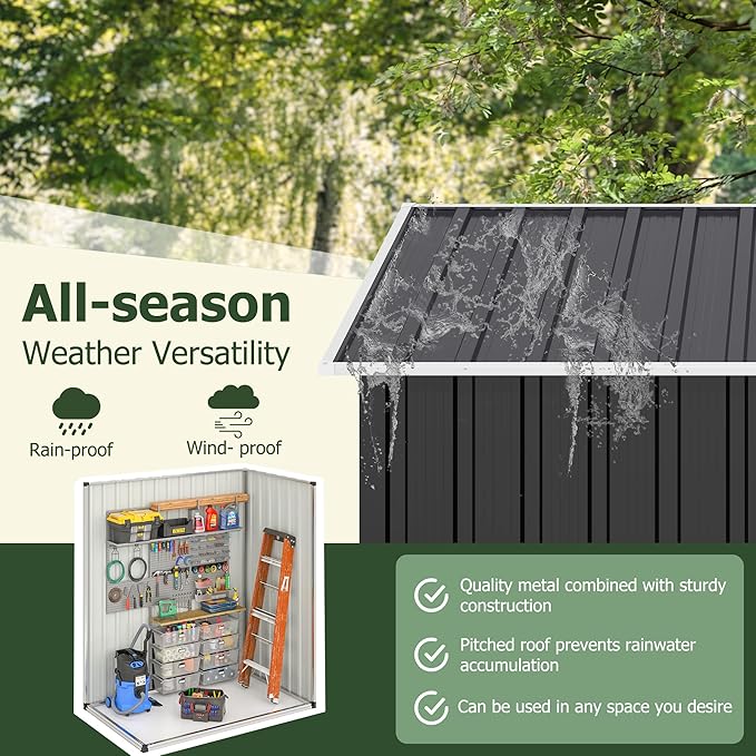 5x3 FT Outdoor Storage Shed, Garden Shed with Updated Frame Structure and Lockable Doors, Metal Tool Sheds for Backyard Garden Patio Lawn, Grey