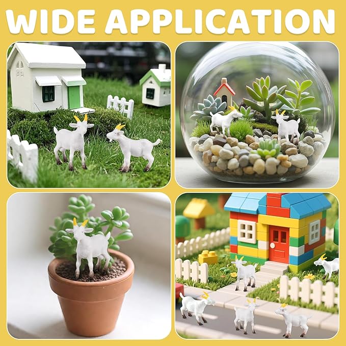 50 Pcs Miniature Goat Figurines Animal Figurines Set Plastic Realistic Mini Resin Lamb for Micro Landscape Fairy Garden Decor DIY Props