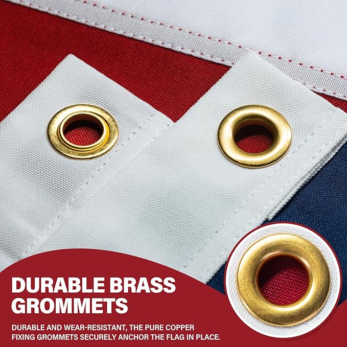 American Flag 5x8 ft for Outside, Tearproof Super Tough Series, Heavy Duty Spun Polyester, All Weather US Flag High Wind with Embroidered Stars, Brass Grommets, Ultra Durable USA Flags for Outdoor