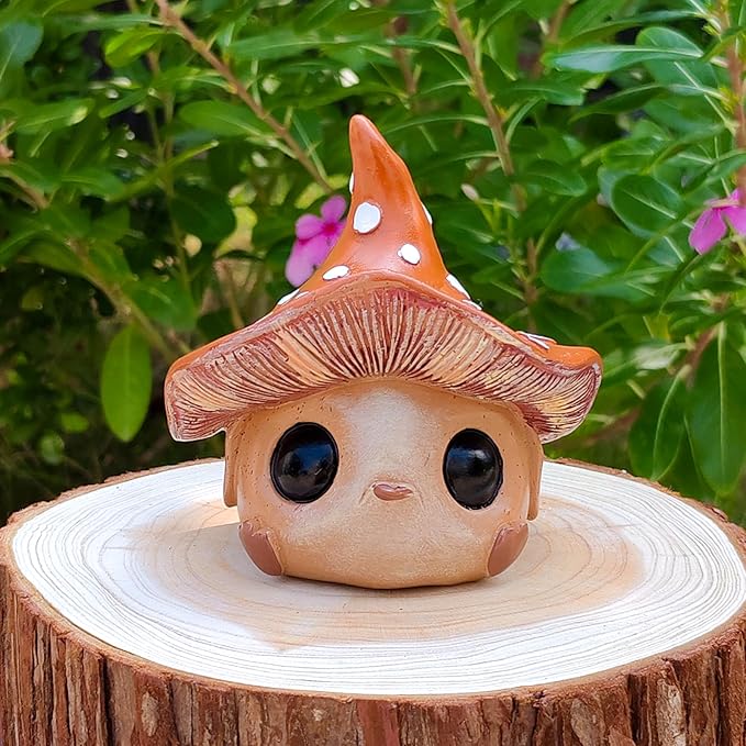 Whimsical Mushroom Garden Statue, Garden Mushrooms Outdoor Decor Gnome Garden Decor Fairy Garden Accessories for Yard, Patio, Home Desk, Backyard, Lawn Ornament Birthday Gift for Women and Men