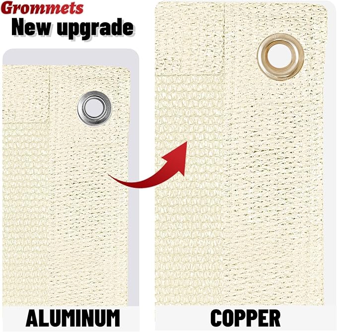 SUNNY GUARD Shade Cloth Custom Size 3x11 FT Sun Shade Screen Fabric Shade Cover Tarp with Grommets for Pergola Backyard Garden, Butter Cream(We Customized)