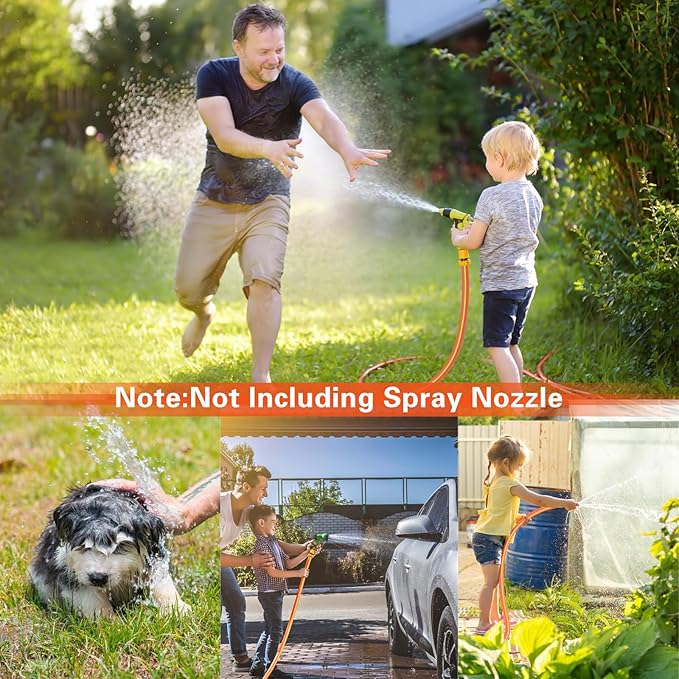 Hybrid Hose 50ft x 5/8", Short Garden Water Hose Heavy Duty, Flexible, Lightweight Hybrid Water Hose with Swivel Handle,3/4'' Brass Fittings, Available For Reel Cart Backyard Burst 500 PSI