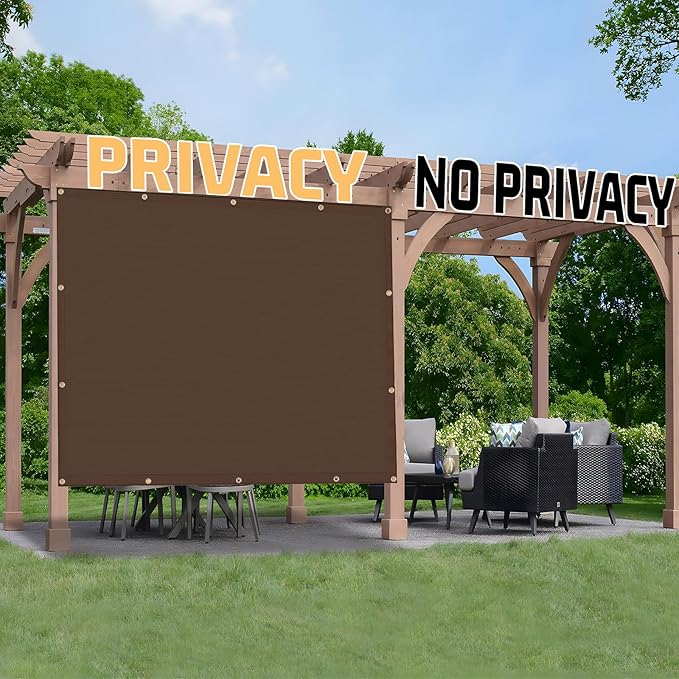 SUNNY GUARD Shade Cloth 10x10 FT Sun Screen Fabric Cover Tarp with Grommets for Pergola Backyard Garden, Brown