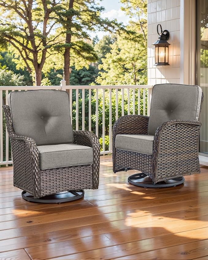 Luxury 22x24/22x25 6-Inch Outdoor Cushions - Water Repellent 1 Set Patio Replacement Seat Cushion for Rattan Mental Wicker Dining Rocking Swivel Chairs Loveseat Couch Sectional Sofa - Grey