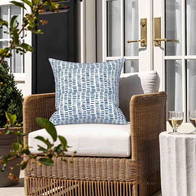 LVTXIII Outdoor Throw Pillows, Decorative Throw Pillows with Inserts, 16"x16" Square Pillows for Bed, Couch, Sofa and Patio Furniture, Set of 2, A Pebble Blue