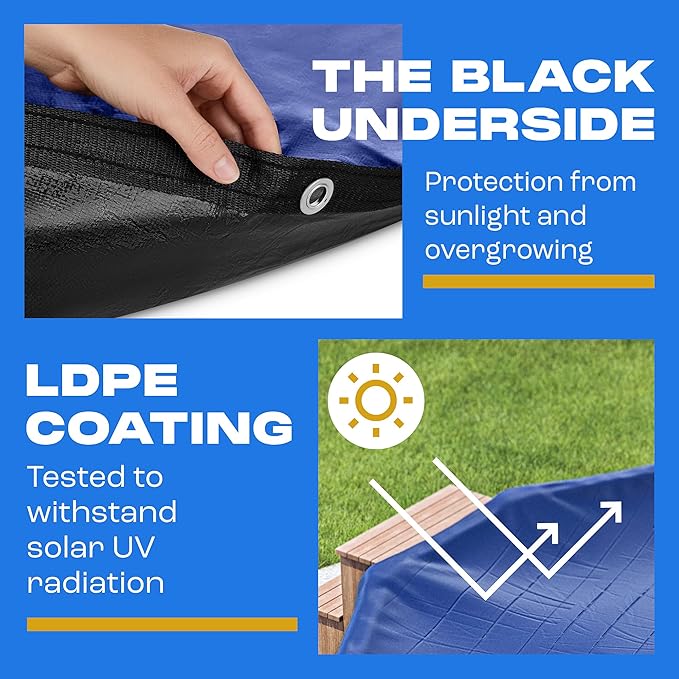 Winter Pool Cover 18 ft Round for Above Ground | Extra Thick & Durable Above-Ground Pool Cover | Sapphire Series of Premium Cold- and UV-Resistant Pool Cover | by Yankee Pool Pillow