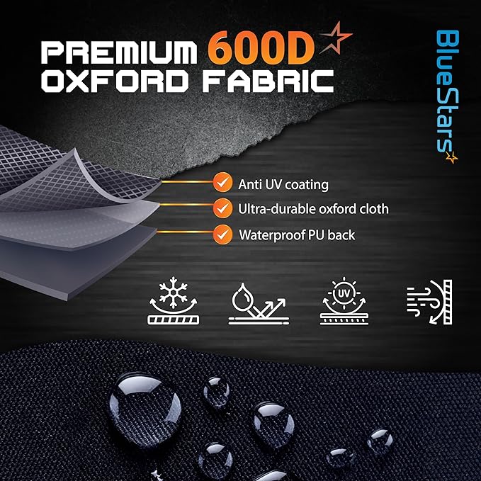BlueStars 52 inch Grill Cover – Heavy‑Duty Waterproof 600D BBQ Cover for Outdoor Gas Grills, Compatible with Genesis, Weber, Char‑Broil & Nexgrill Models, UV & Rip‑Resistant, Black