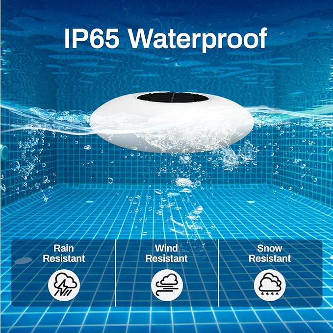 Sublume Solar Floating Pool Ligts, RGB Pool Accessories with 1000 MAH, IP65 Waterproof, Pool Decor Lights for Outdoor Swimming Inground and Above Ground Pools, Garden, Party-1 Pack