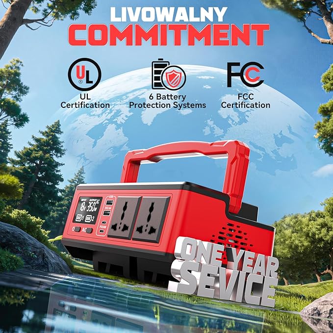 350W Power Station Compatible with Milwaukee: LIVOWALNY Portable Generator DC 18V to AC 110-120V Power Inverter Battery Adapter Phone Charger 2 USB-A & 2 Type-C & 2 AC Outlet & 7 Colors RGB Light