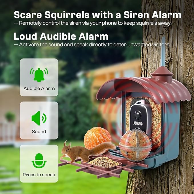 Smart Bird Feeder with Camera – AI Recognition, 130° Wide Angle, Solar & USB Powered, IP65 Waterproof, Motion Detection, Night Vision, Two-Way Audio, Cloud Storage–for Nature Lover (Bird Feeder)