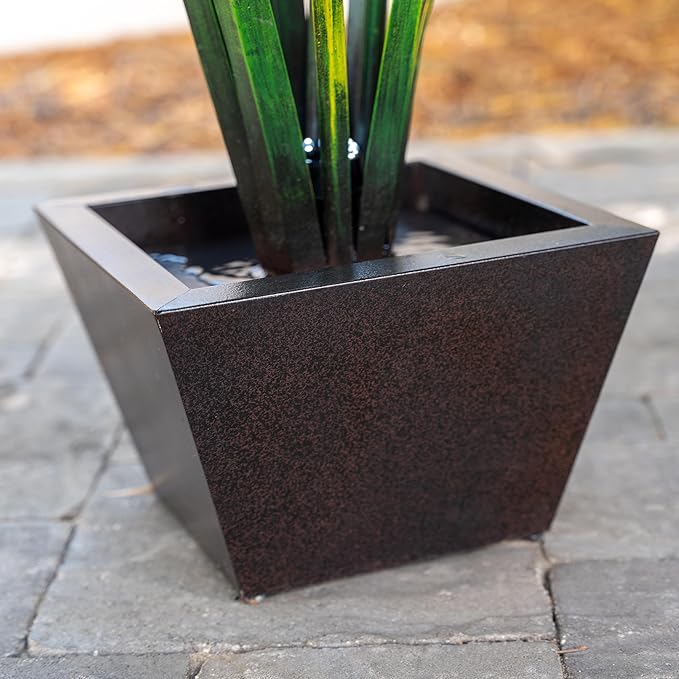 XBrand Metal Sculptural Multi-Tiered Flower Water Fountain, w/LED Lights, Multicolored, 39" Tall