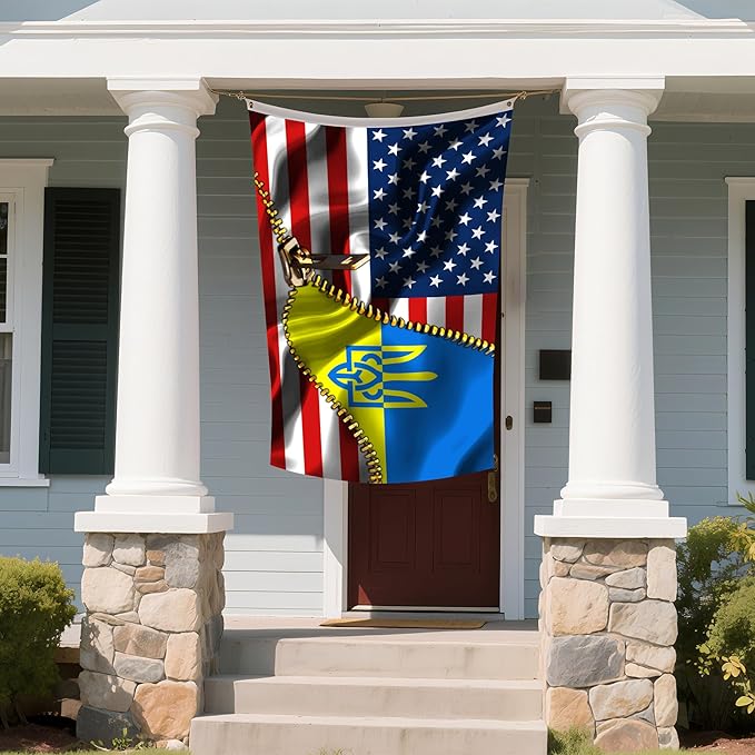 Vintage American America Usa Ukrainian Ukraine Flags For Outside Yard 3x5 Ft Double Sided Printed 100d Polyester Lightweight Garden Welcome Outdoor Banner Brass Grommets