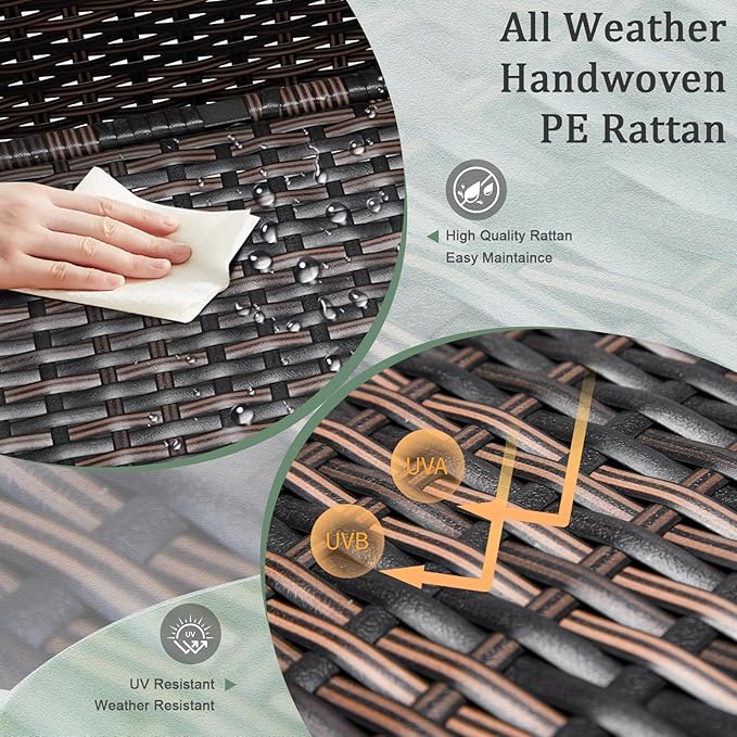 Outvita Outdoor Side Table, Rattan Coffee Table with Storage 13 Gallon Patio Small Deck Storage Box for Cushion Towel Books, Brown Side Table with lid