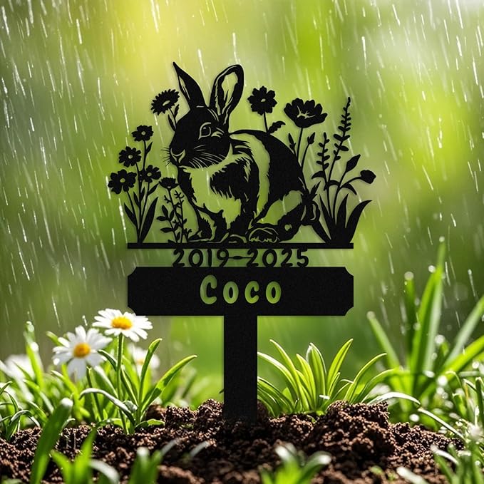 Custom Rabbit Grave Marker,Personalized Bunny Memorial Garden Stake,Pet Memorial Gift,Remembrance Stake,Loss of Bunny,Sympathy Sign Rabbit 14inch
