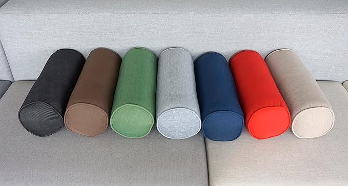 Indoor/Outdoor Bolster Pillows, 16x6 inches Solid Round Lumbar Cylinder Throw Pillows for Outdoor Furnitures, Set of 2, Navy Blue