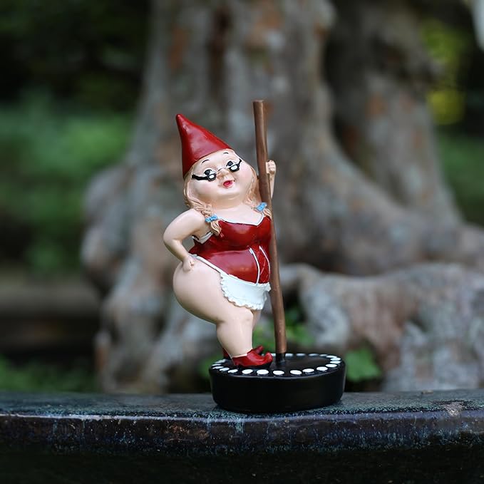 Steel Pipe Dancers Dwarf，Gnome Garden Decorations Resin Statue Outdoor Statue Lawn Yard Balcony Porch Home Decorations Garden Decor
