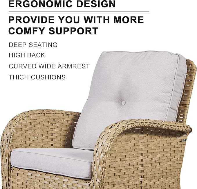 HUMMUH 4-Piece Patio Furniture Wicker Outdoor Conversation Set,All-Weather Rattan Outdoor Bistro Set with Loveseat Chairs Coffee Table for Backyard,Poolside,Deck
