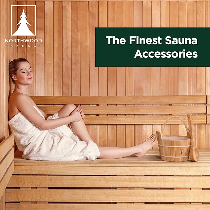 Sauna Bucket and Ladle Set - Handmade from Canadian Red Cedar Wood - Natural Rope Handle - 1 Gallon (4 Liters) Water Capacity
