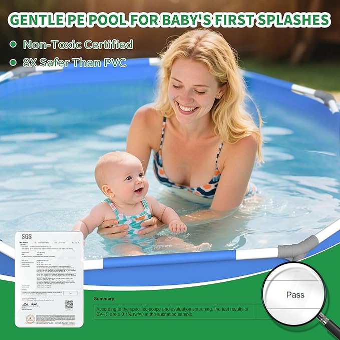 Steel Frame Round Above Ground Swimming Pools Set for Outdoor Backyard: 10ft x 30in - Odorless Eco PE Material with Pool Liner and Pool Cover