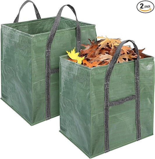 2 Pack 66 Gallons Reusable Yard Waste Bags, Upgrade Heavy Duty Foldable Garden Leaf Bag, Self-Standing Lawn Bags with Reinforced Handles, Keep Upright (23.6" L × 23.6" W × 27.5" H)
