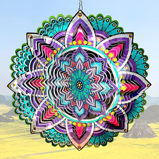 Hanging Wind Spinners for Yard and Garden Mandala Purple Star,Kinetic Wind Spinners Outdoor Worth Gift Christmas Decorations,12Inch Stainless Steel Wind Spinner for Outdoor&Indoor Decor