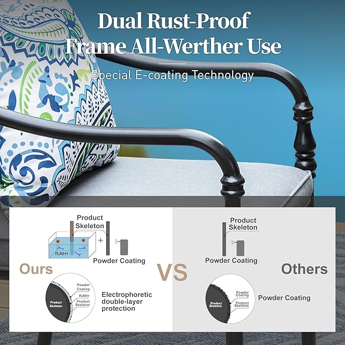 Patio Table and Chairs Set of 6, All-Weather Breathable Metal Mesh Patio Chair with Gourd-Shaped Armrests, 54x54 Round Table with Umbrella Hole, 7 Pcs Metal Frame Patio Dining Set